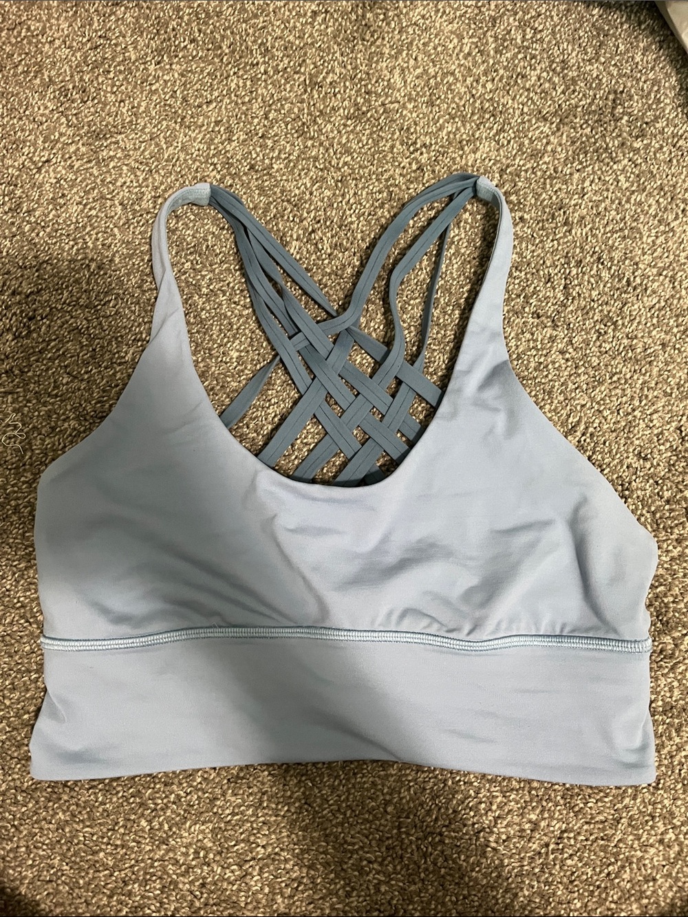 Lululemon Light Blue Strappy Back Sports Bra  Excellent Condition